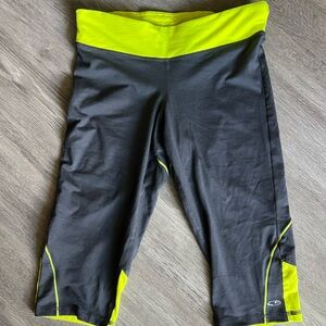 Gray and Neon Yellow Athletic Leggings